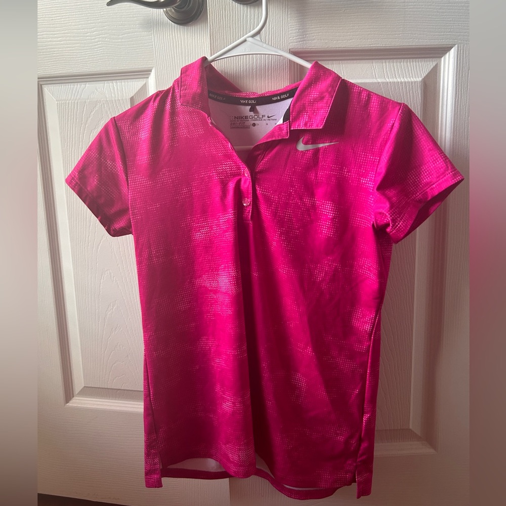 pink nike golf polo